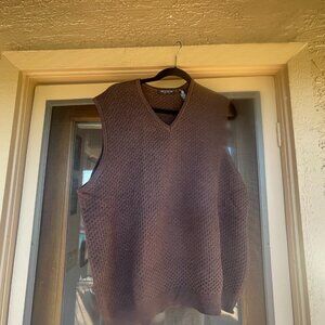 Vintage Italy Segreto Men Large Geometric Ribbed Merino Wool Vest Sweater - XL